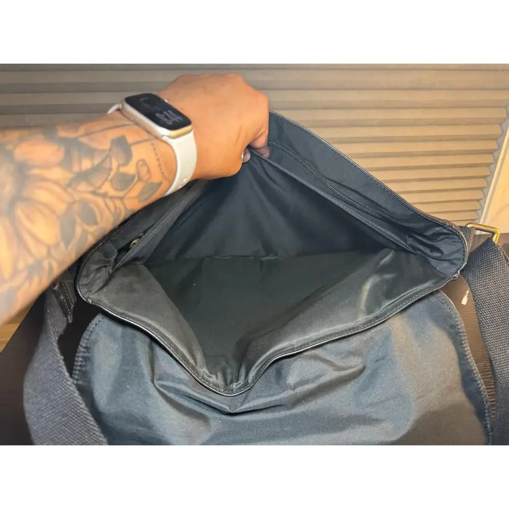 Fossil Black Leather Messenger Laptop Bag Briefcase Crossbody Work Satchel